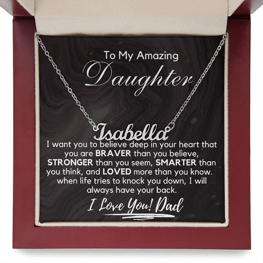 To My Daughter Braver - Custom Name Necklace - Luxury  Box (w/LED)