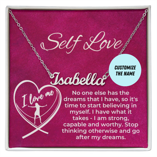 Self Love - Custom Name Necklace & Message Card