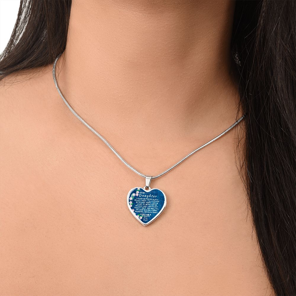 Daughter - Squeezed This Pendant To Feel My Love - Silver Heart