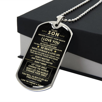 To My Son From Dad Military Dog Tag Chain Never Forget How Much I Love You  