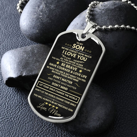 Son - Let Your Smile Change the World Military Ball Chain - Silver