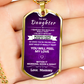 Daughter - Feel My Love - Dog Tag - Gold - Military Ball Chain