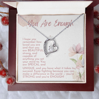 You Are Enough - Forever Love Necklace - Silver - Luxury  Box (w/LED)