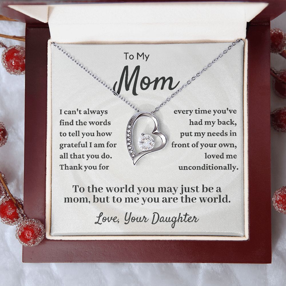 Mom - You Are the world FL Necklace - Silver _ Luxury Box (w/LED)