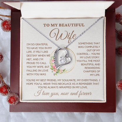Wife - You Are My Love Story Forever Love Necklace - Silver -Luxury Box (w/LED)