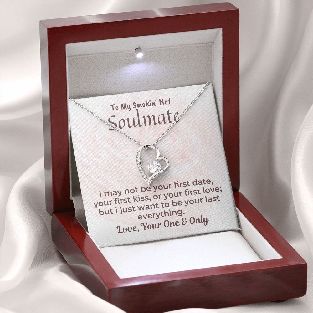 Smokin' Hot Soulmate - Forever Love Necklace - 14k white gold - Mahogany Lux Box (wi/LED)