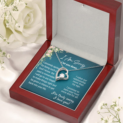 I Promise To Earn Your Trust Once and For All - Forever Love Necklace - 14k White Gold - Mahogany Lux Box (w/LED)