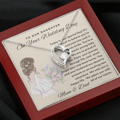 To Our Daughter Special Wedding Day Necklace - Silver - Mahogany Lux Box (w/LED)