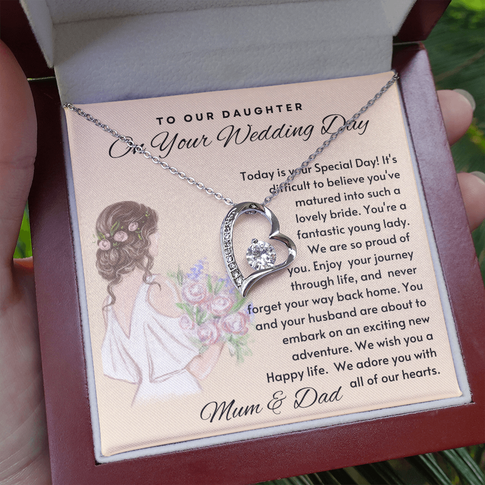 To Our Daughter Special Wedding Day Necklace - Silver - Mahogany Lux Box (w/LED)