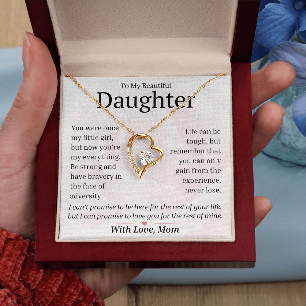 Daughter - Love You For The Rest Of My Life - Gold Forever Love Necklace - Mahogany Lux Box (w/LED)