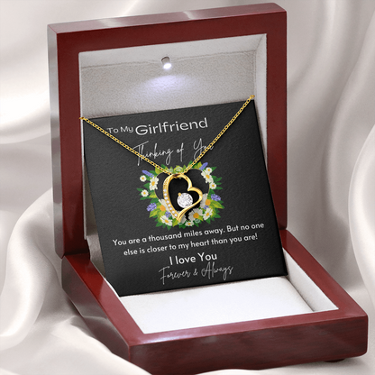 To My Girlfriend - Forever Love Necklace - Gold- Mahogany Lux Box (w/LED)