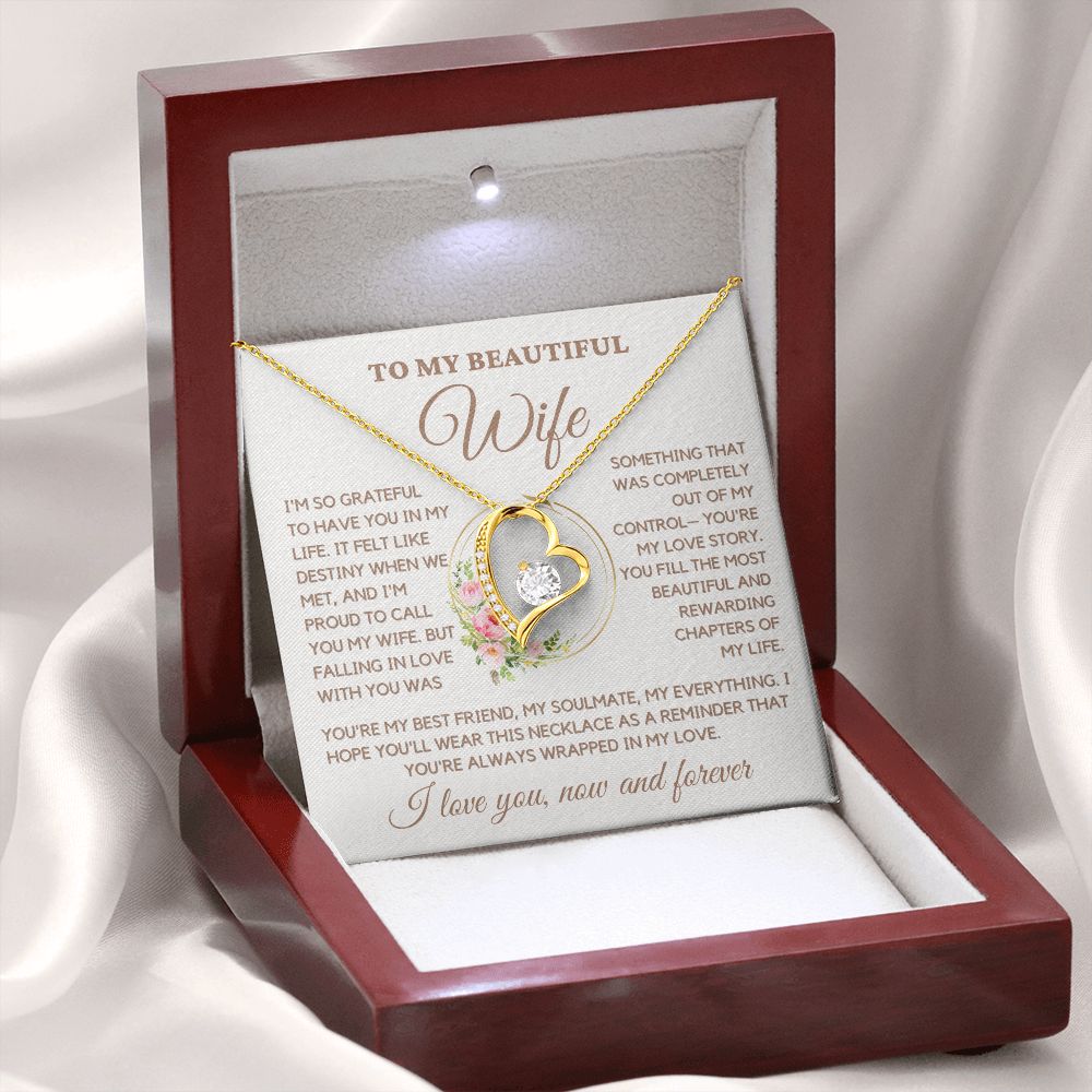 Wife - You Are My Love Story Forever Love Necklace - Gold - Luxury Box (w/LED)Luxury Box (w/LED)