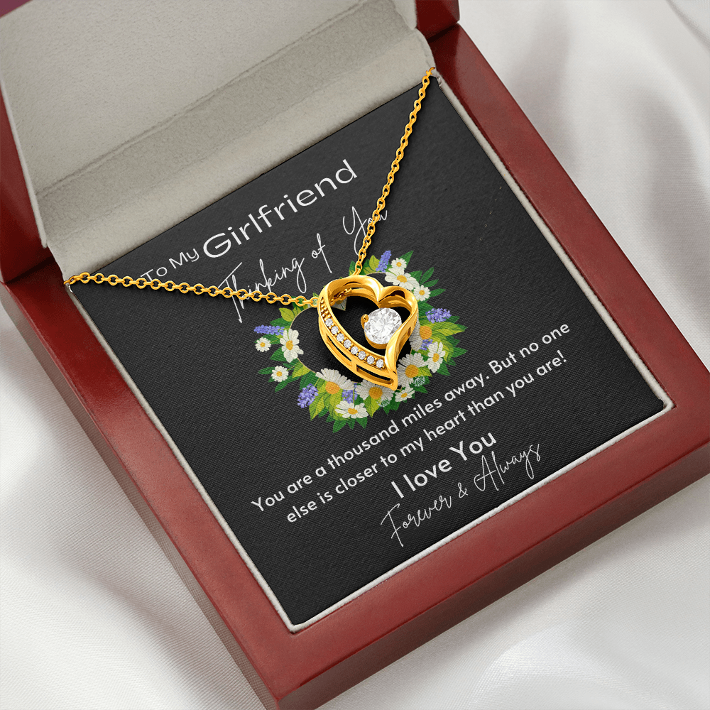 To My Girlfriend - Forever Love Necklace - Gold- Mahogany Lux Box (w/LED)