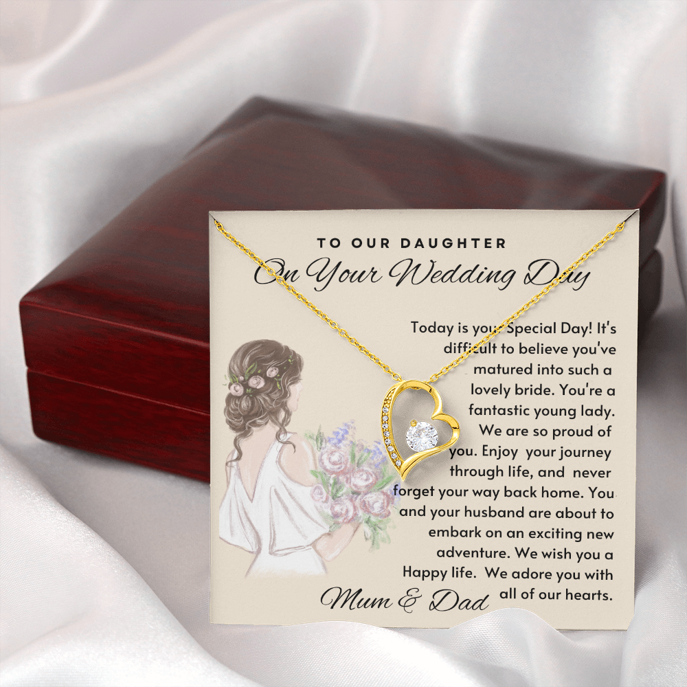 To Our Daughter Special Wedding Day Necklace - Gold - Mahogany Lux Box (w/LED)