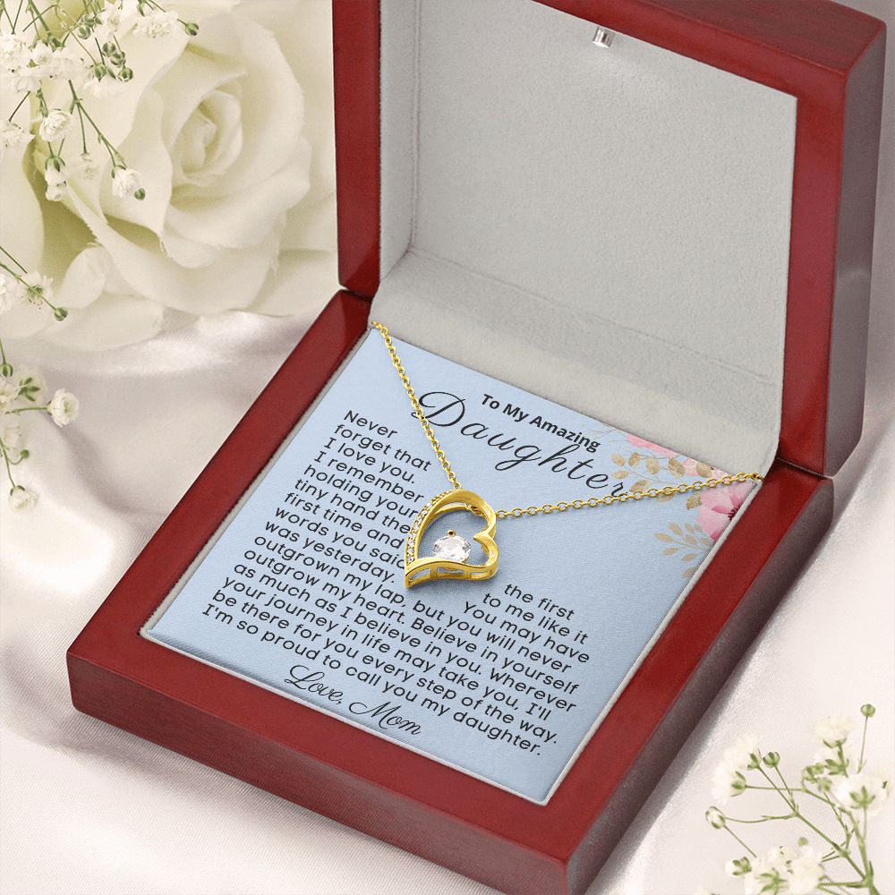 To My Amazing Daughter - You Will Never Outgrow My Heart - 18k Yellow gold finish - Mahogany Lux Box (w/LED)