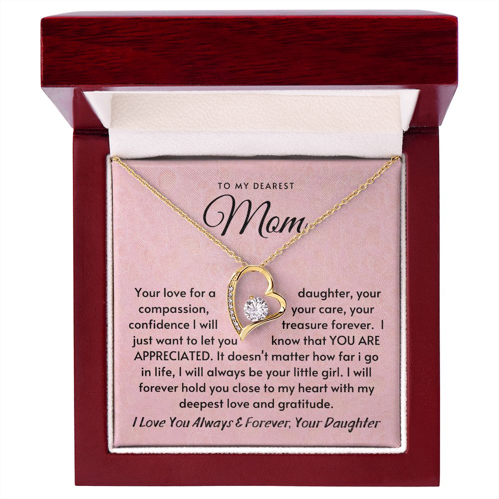 Mom - Your compassion, Your Care I will Treasure Forever - 18k yellow gold finish - Mahogany Box (w/LED)