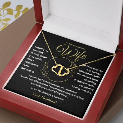 To My Gorgeous Wife - Love You Every Beat Everlasting Love Necklace - Mahogany Lux Box w/LED Light