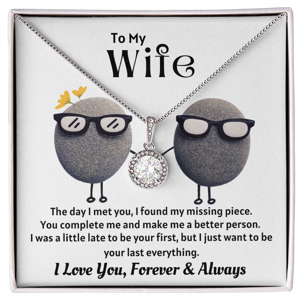 Wife - You Complete Me - 14k white gold Eternal Hope Necklace - Standard Box