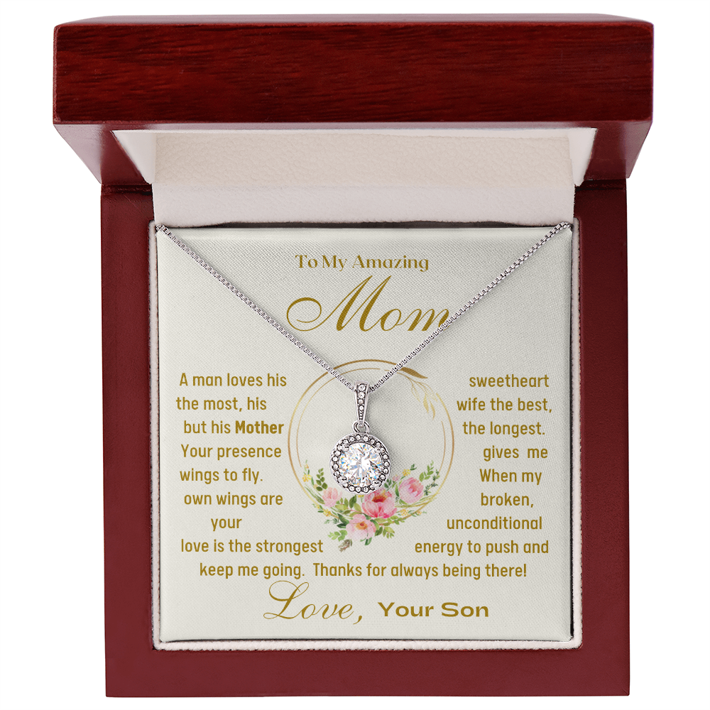 A Man Loves his Mother the Longest - Eternal Hope Necklace - Mahogany Lux Box (w/LED)