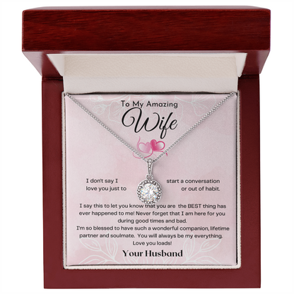 Wife Necklace - You Will Always Be My Everything  - Mahogany Lux Box (w/LED)