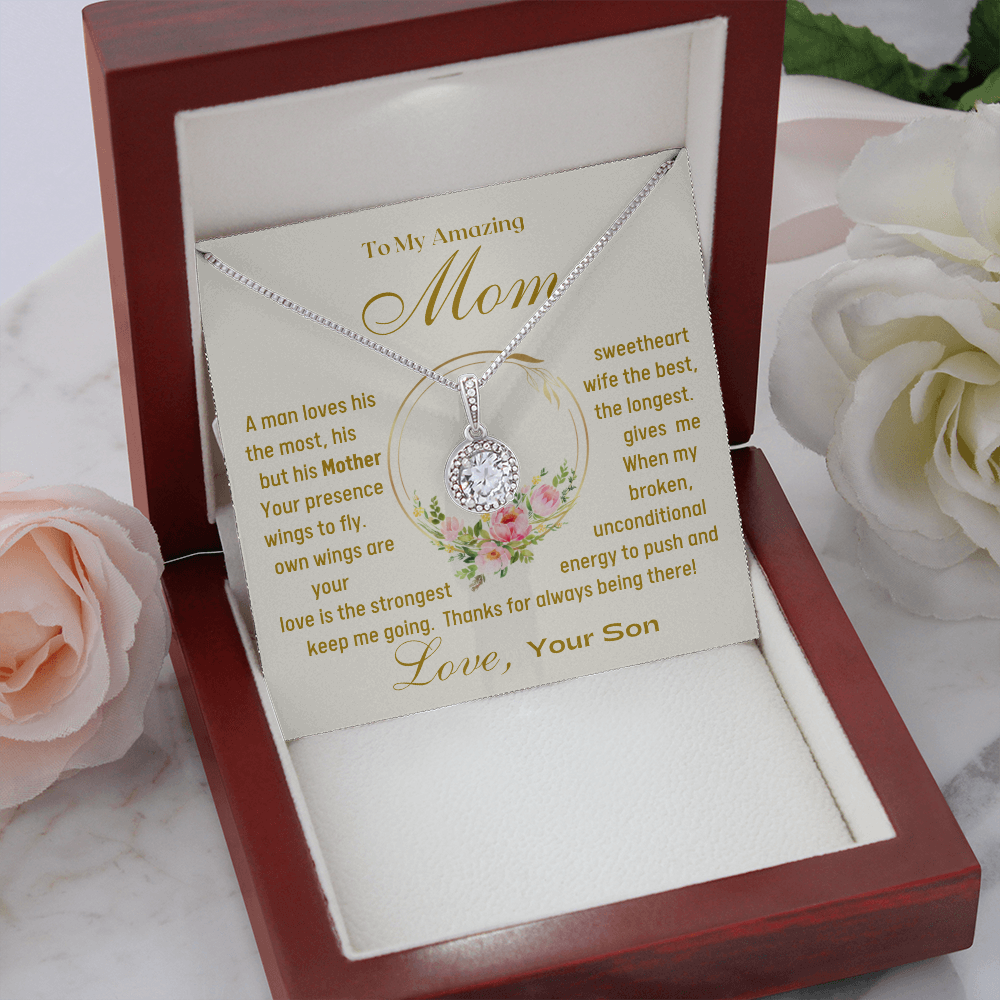 A Man Loves his Mother the Longest - Eternal Hope Necklace - Mahogany Lux Box (w/LED)