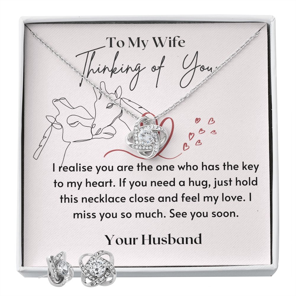 Thinking of You - Love Knot Necklace & Earrings Set - Standard Box