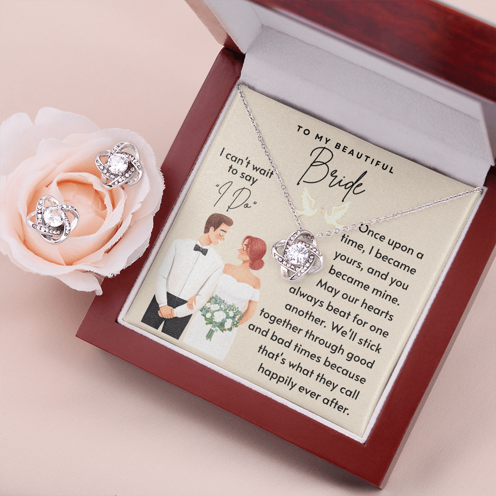 To My Beautiful Bride - Our Hearts Beat for One Another  Necklace  - Mahogany Lux Box (w/LED)
