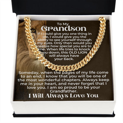 Grandson - Proud Cuban Link Chain Gift Set - Gold -Standard Box