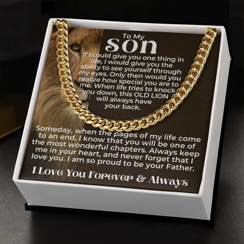 Son - Old Lion Cuban Link Gift Set - Gold - Standard Box
