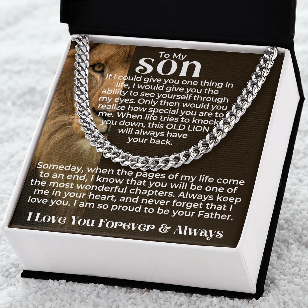 Son - Old Lion Cuban Link Gift Set - Silver - Standard Box