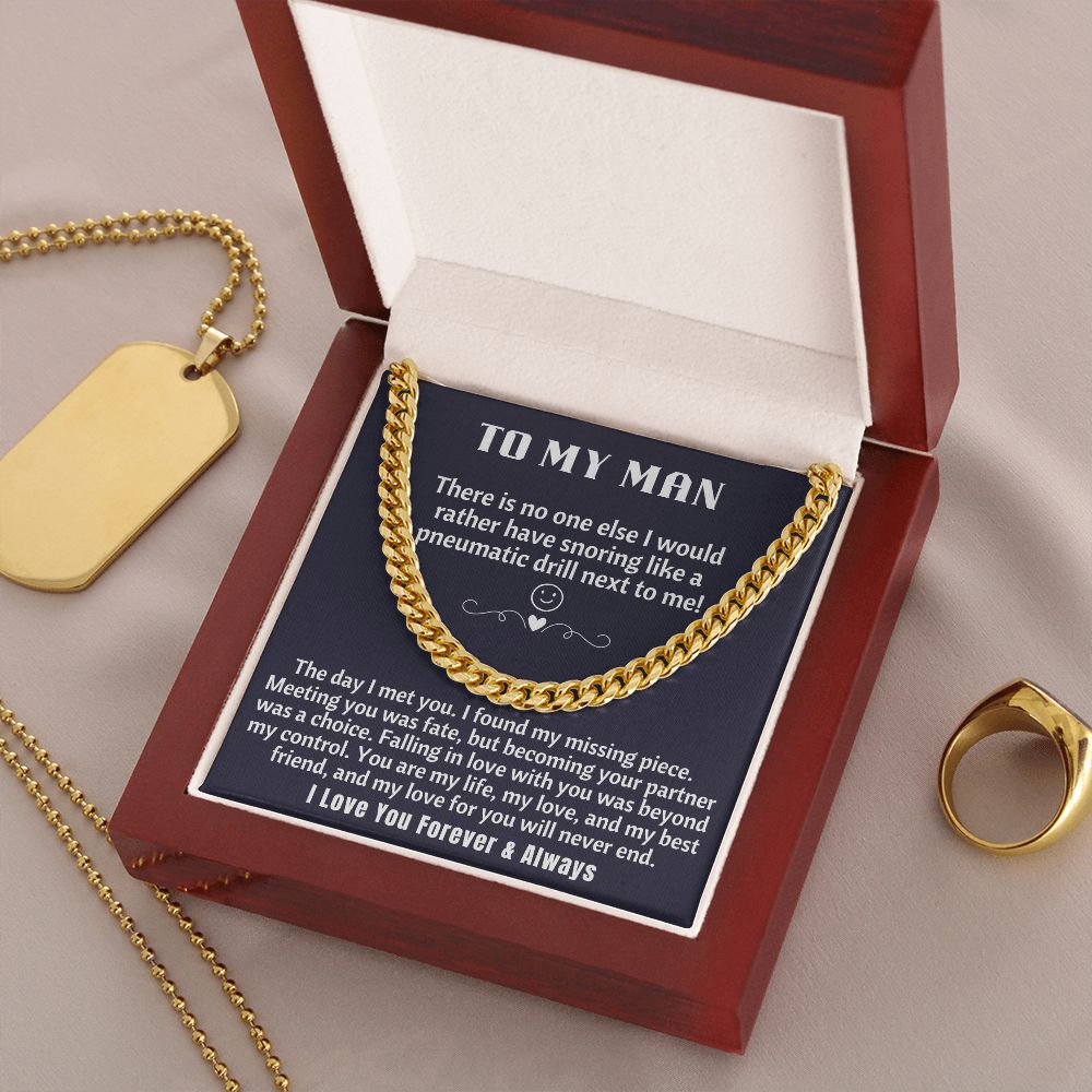 To My Man - Meeting You Was Fate Cuban Chain Necklace 18k yellow gold- Mahogany Lux Box (w/LED)