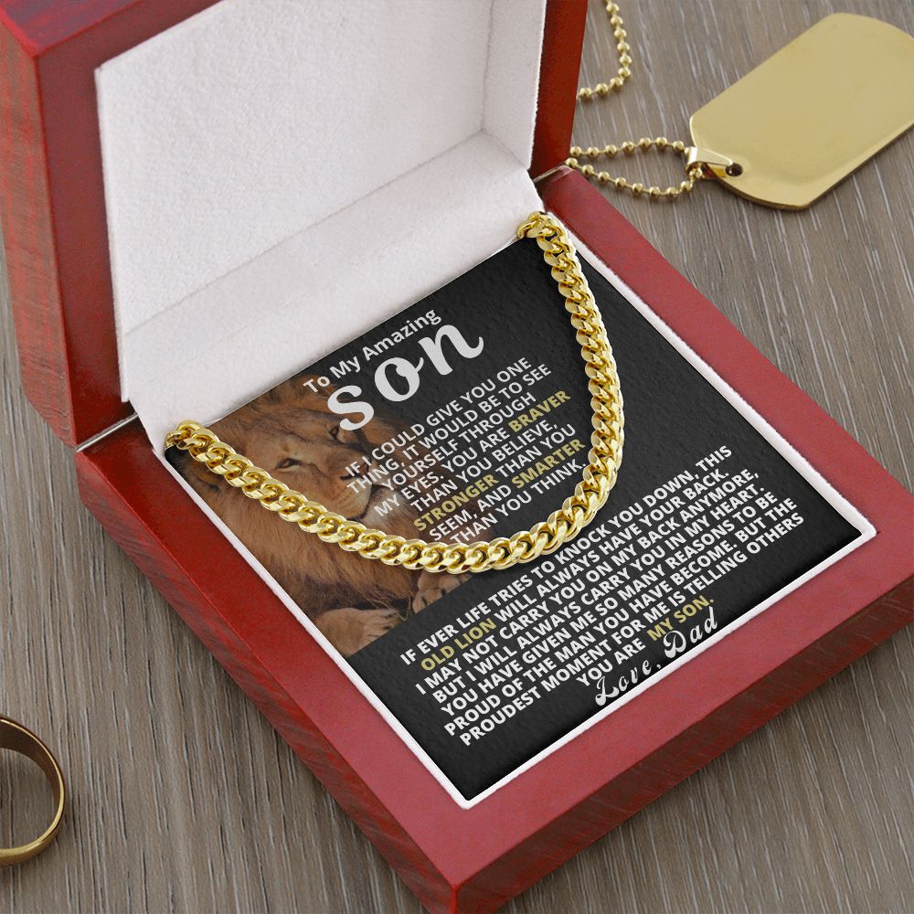 Son - Proud Man Cuban Link Gift Set - Gold - Luxury Box(w/LED)