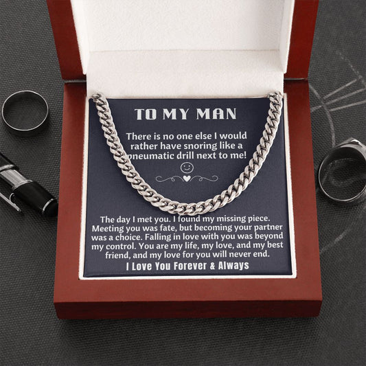 To My Man - Meeting You Was Fate Cuban Chain Necklace 14k white gold- Mahogany Lux Box (w/LED)