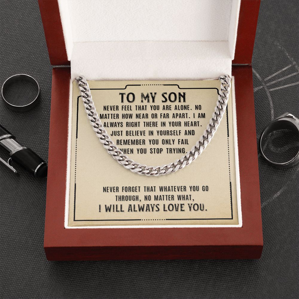 Son - I Am Always Right There in Your Heart Necklace- Silver - Luxury Box