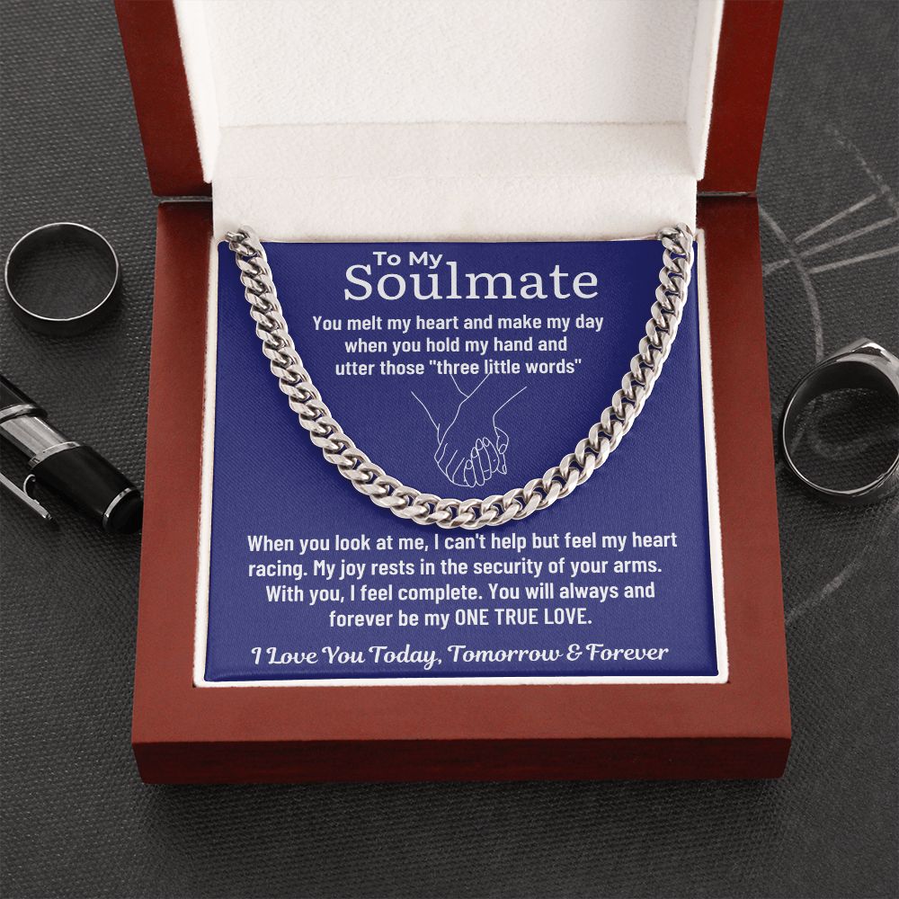 To My Soulmate - You Melt My Heart & Make My Day Cuban Link Chain - Mahogany Lux Box (w/LED)