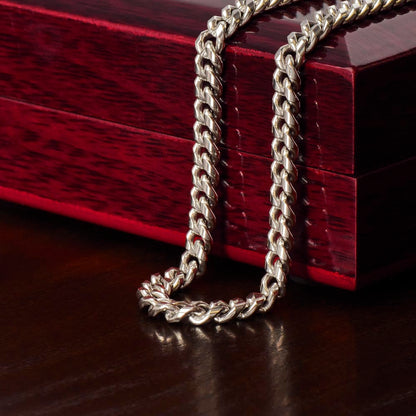 14k white gold finish Cuban Chain Necklace