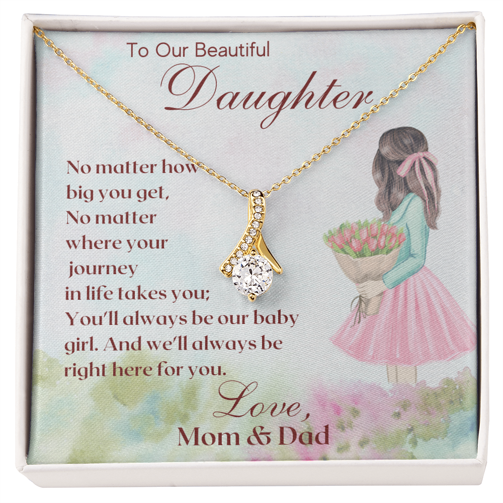Daughter - We'll Always Be Here For You Alluring Beauty Necklace  - Standard Box - Gold