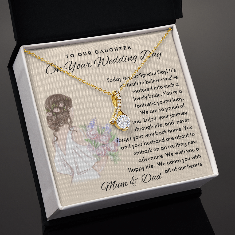 To Our Daughter - We Wish You A Happy Life Wedding Necklace - 18k Yellow Goad- Standard Box