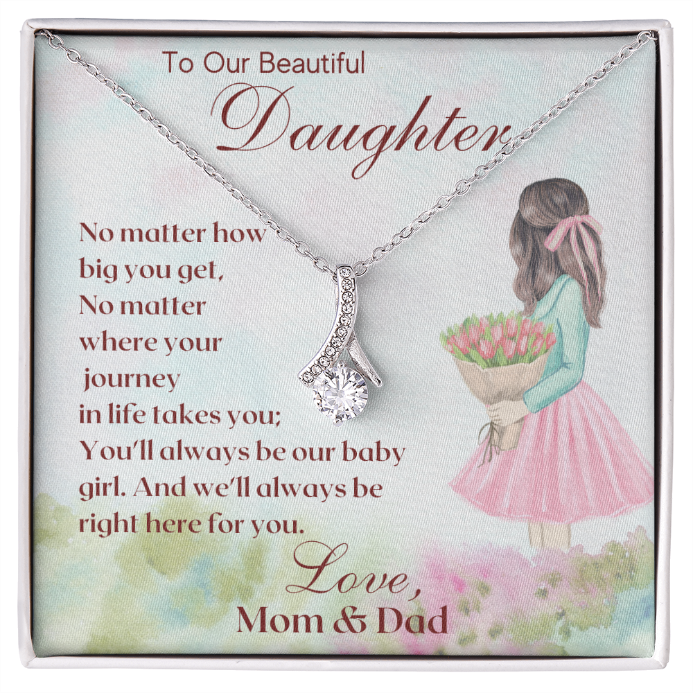 Daughter - We'll Always Be Here For You Alluring Beauty Necklace  - Standard Box - Silver