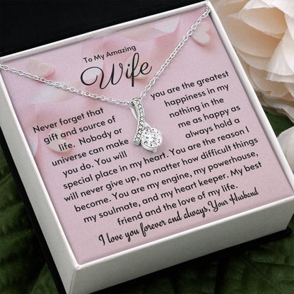Wife - You Are The Greatest Gift & Happiness in My Life - 14k white gold Alluring Beauty Necklace - Standard Box