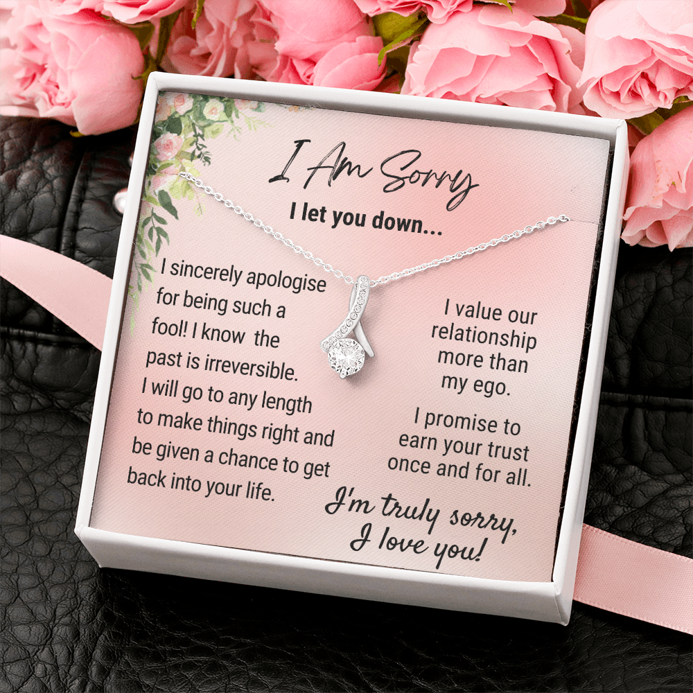 I Am Sorry - I Will Go To Any Length To Make Things Right - 14K White Gold Finish - Standard Box