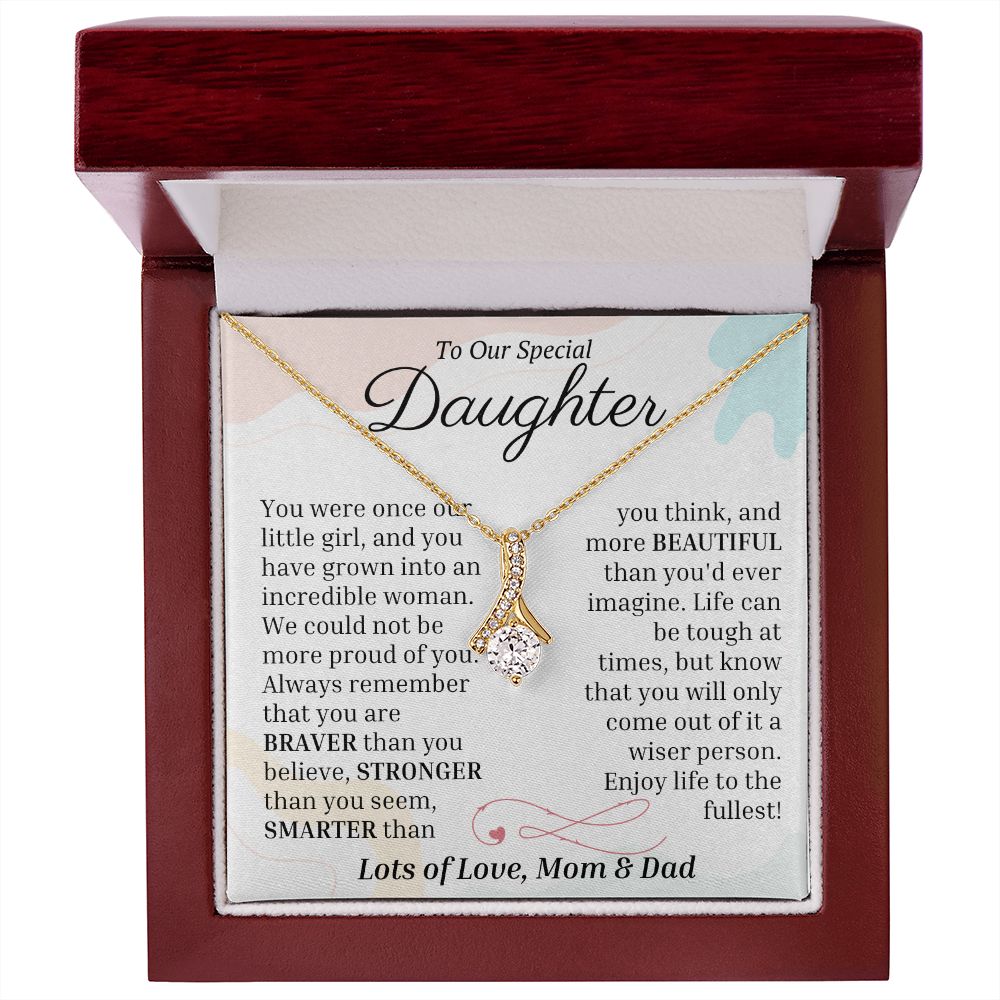 Special Daughter - You Are More Beautiful Than You Imagine - Gold Alluring Beauty Necklace - Mahogany Lux Box (w/LED)