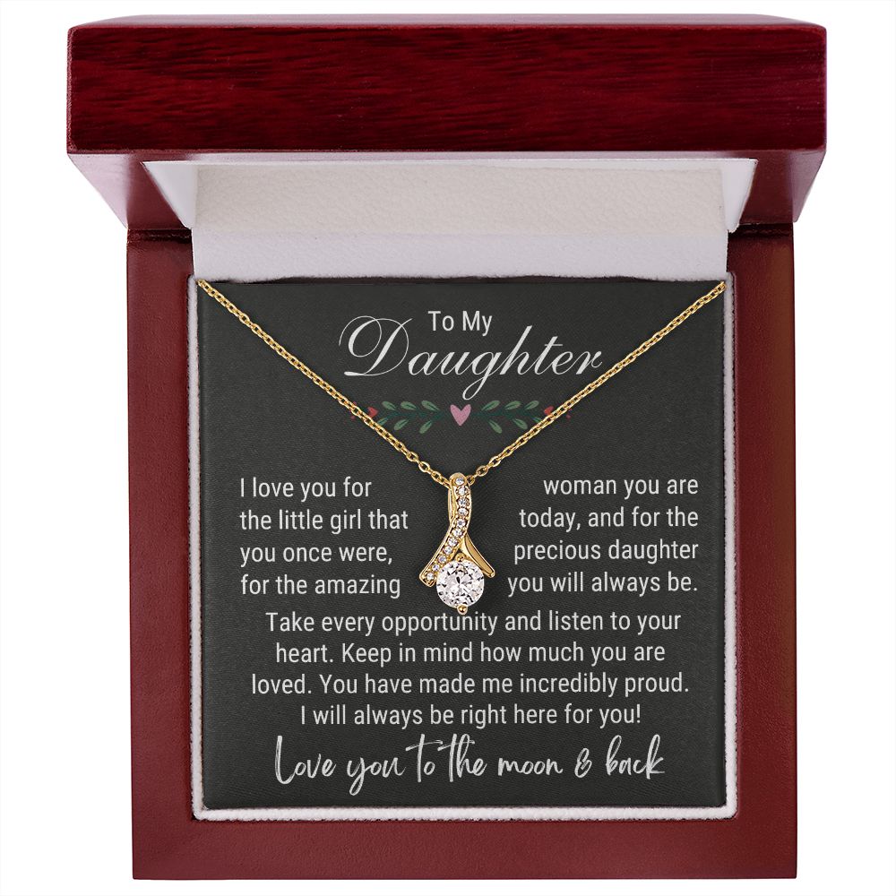 Daughter - I am Incredibly Proud of You  yellow gold Alluring Necklace Mahogany Lux Box (w/LED)