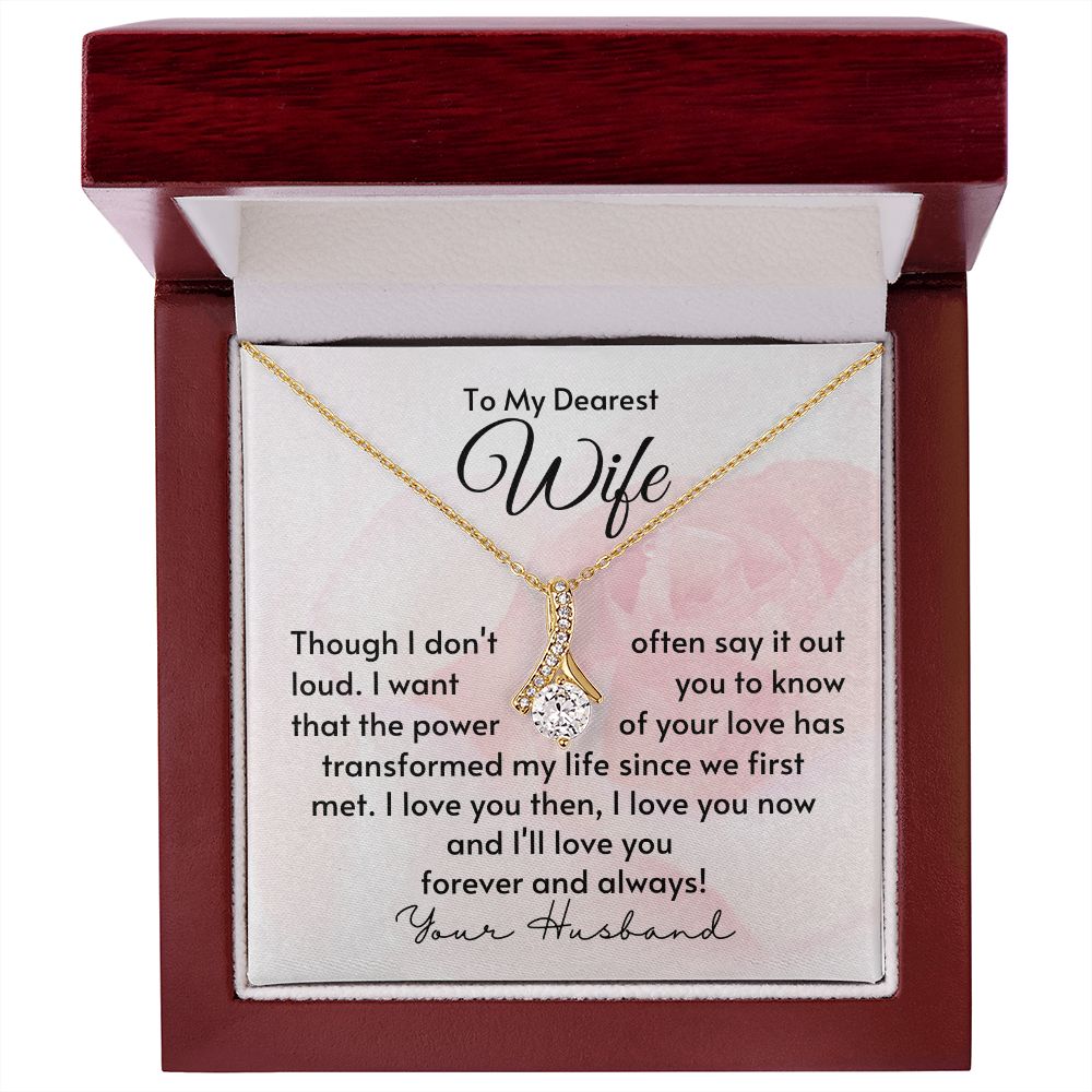 To My Wife - Your Love Has Transformed Me Gold Necklace - Mahogany Lux Box (w/LED)