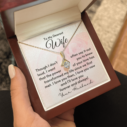 To My Wife - Your Love Has Transformed Me Silver Necklace - Mahogany Lux Box (w/LED)