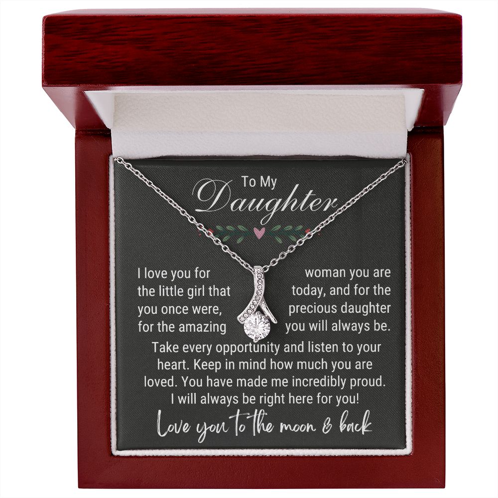 Daughter - I am Incredibly Proud of You white gold Alluring Necklace Mahogany Lux Box (w/LED)