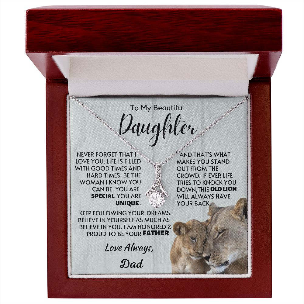 Daughter - Unique Love Knot Necklace - Silver - Luxury Box (w/LED)