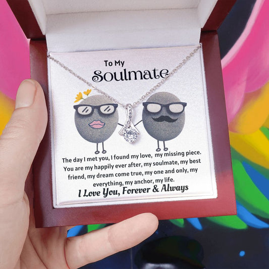 Soulmate - You Are My Happily Ever After - 14k white Gold Alluring Beauty Necklace - Mahogany Lux Box (w/LED)