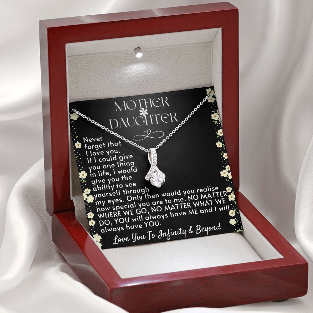 Mother & Daughter - You Will Always Have Me AB Necklace - Silver - Luxury Box (w/LED)