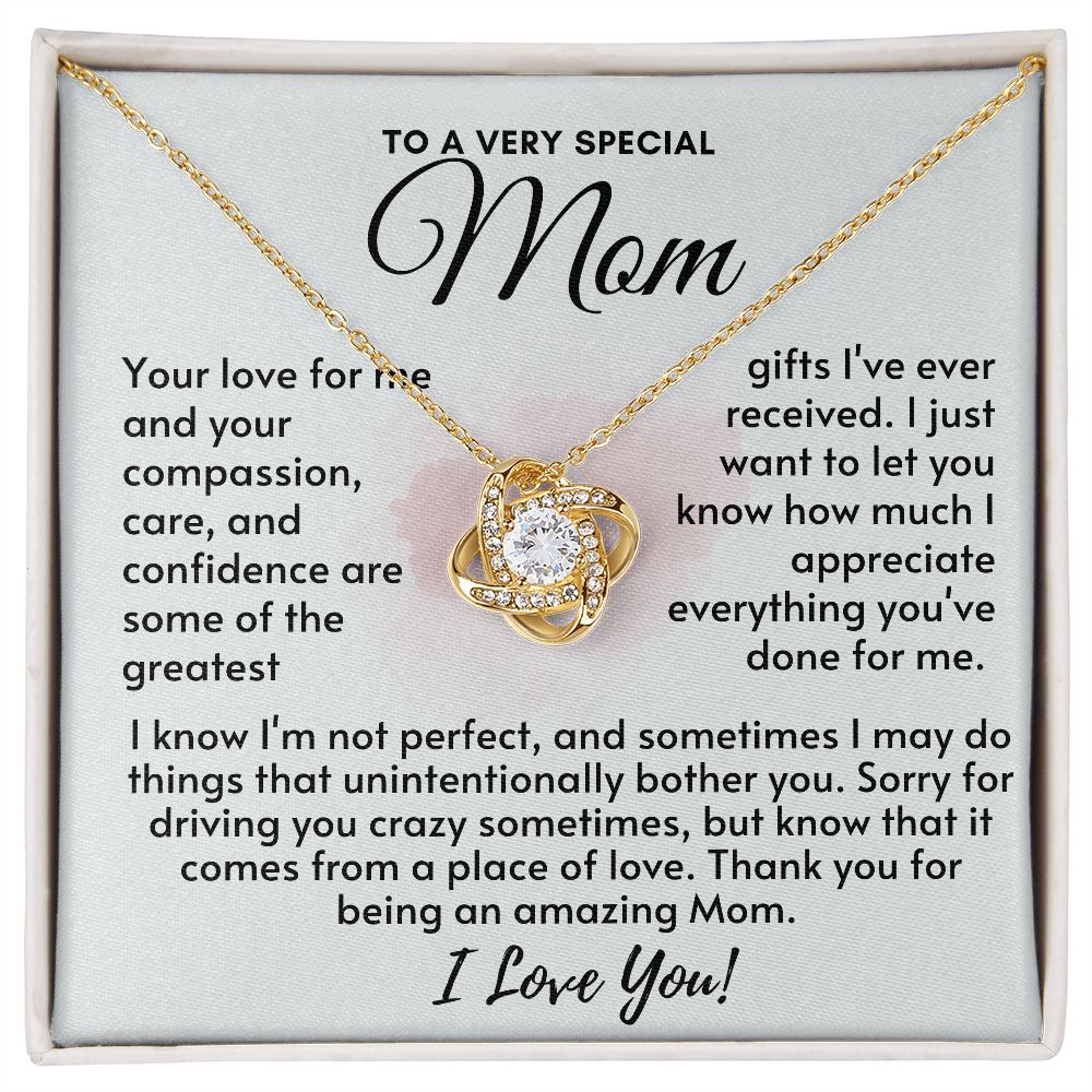 Mom - Your Love is the Greatest Gift - Love Knot Necklace - Gold  Standard Box